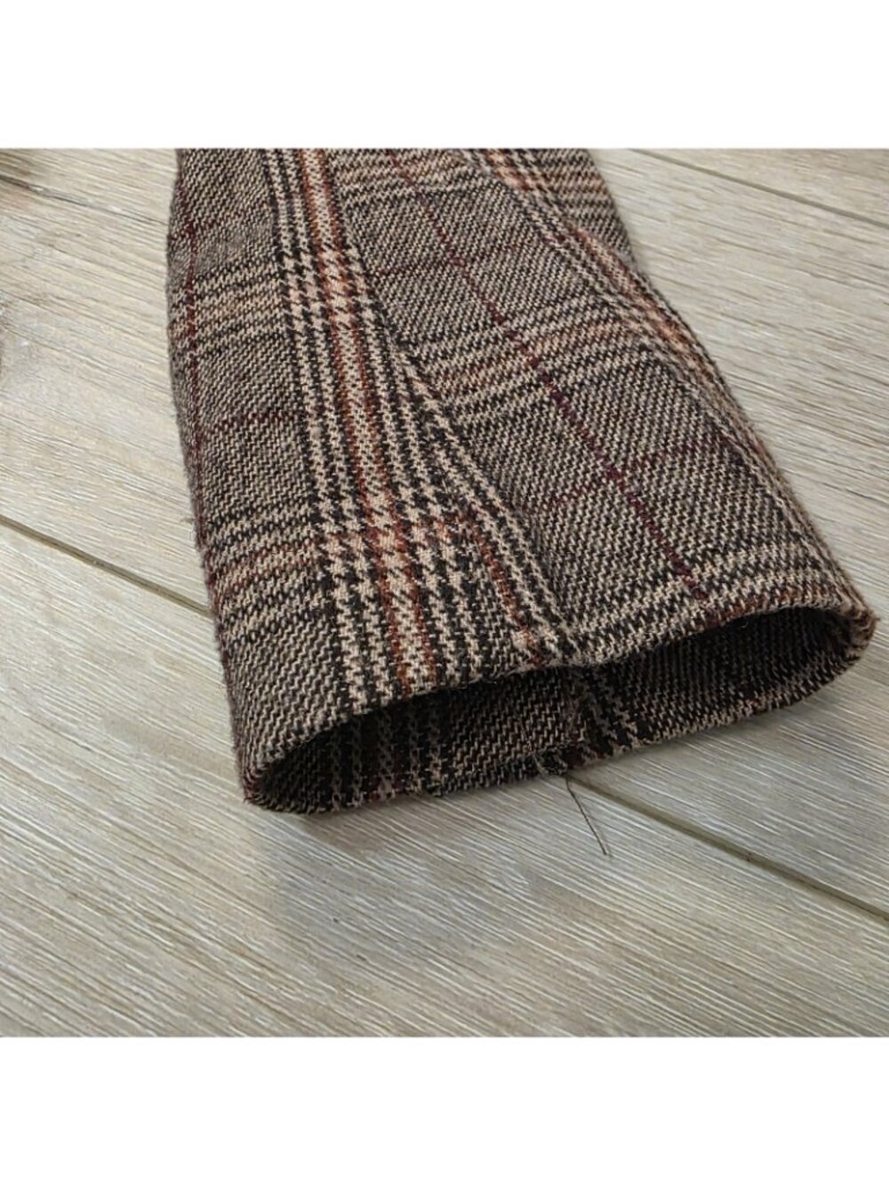 H&M L.O.G.G. Plaid Tweed Blazer Elbow Patch Wool Blend Academia Preppy Sz 2 - Picture 3 of 7